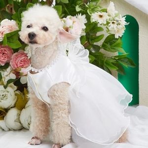 New dog wedding dress with tulle